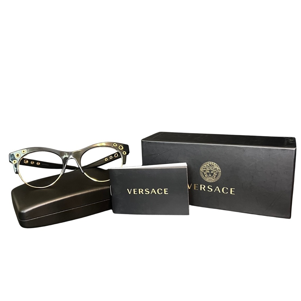Versace Women's Elegant Black and Gold Glasses​ - Picture 3 of 8
